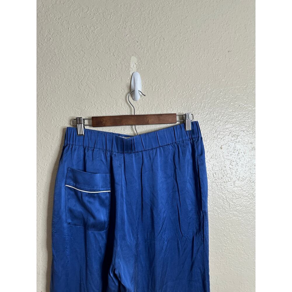 Naked Cashmere Florence Pajama Set 100% Silk Blue White Piping Womans M - Picture 11 of 12